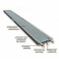 ALTRAD - Plancher Acier Galvanisé Tolacier 0,365 X 1,80 M (300kg/m2) - Gamme échafaudage Façadier - AERIS 45 - Réf:most36-180-ac